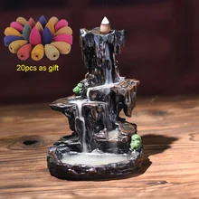 Горелка для благовоний с обратным потоком+ 20 шт. конусов для благовоний с высоким горным водопадом домашний декор держатель для благовоний орнамент Прямая поставка