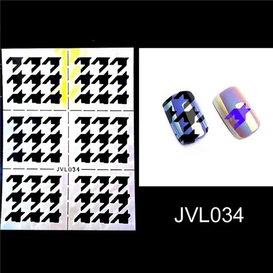 1 лист голографический выдолбленный гвоздь винил самоклеющиеся лазерные наклейки-трафарет для ногтей DIY маникюр Дизайн ногтей инструмент для печати - Цвет: JVL034