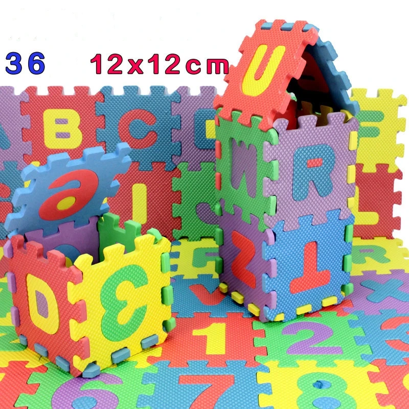 36 шт./компл. 12x12 см цифровой Коврик пазл с буквами детские развивающие