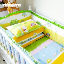 Multi-size Toddler Baby Cradle Bedding Crib Set Unisex Baby Bed Linen In a Cot Cartoon Scenery Baby Bed Cot Pad Bumper Sheet