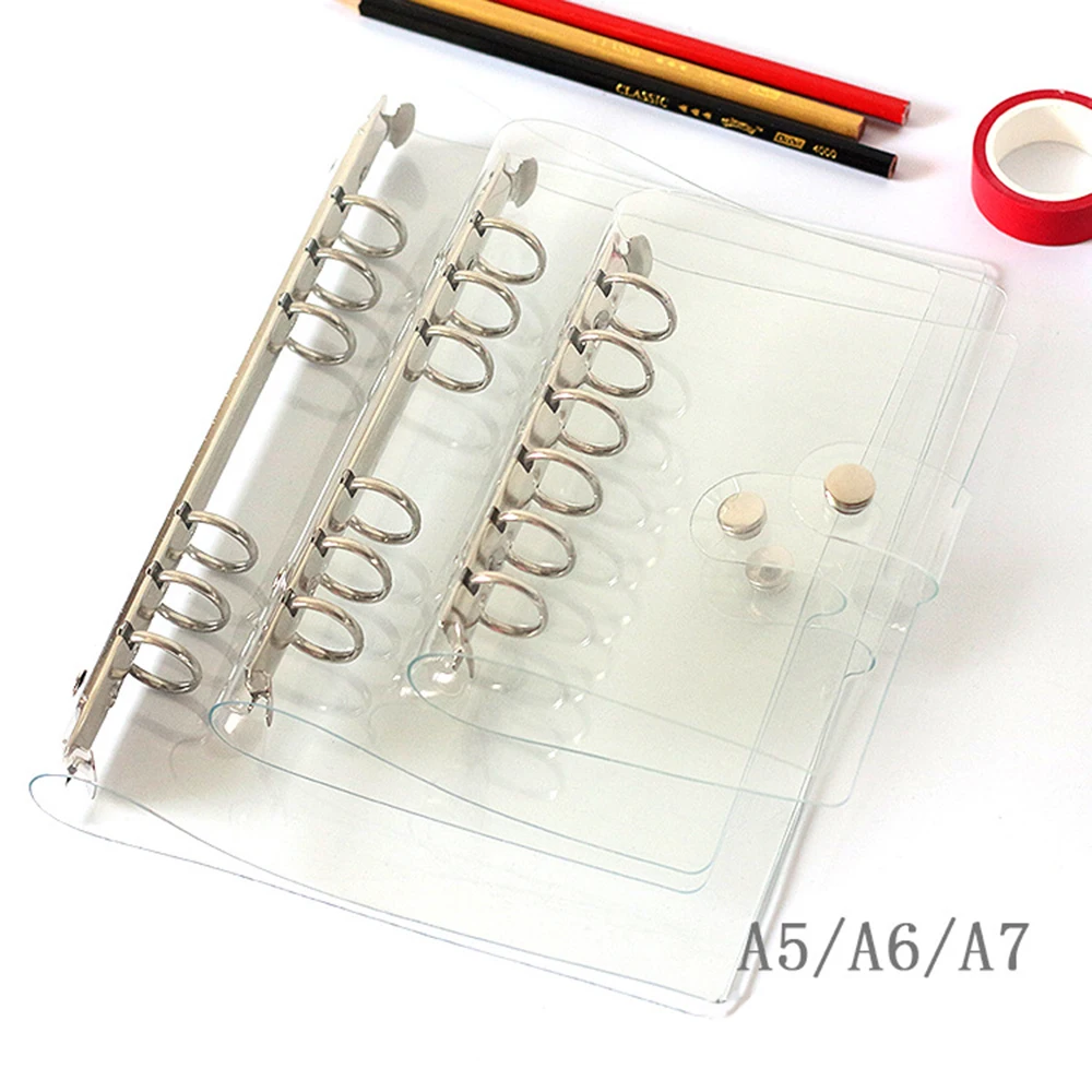 Чехол для ноутбука A5 A6 A7 прозрачный спиральный из ПВХ|6 hole binder|journals notebooksnotebook sheets |