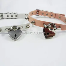 Harajuku Сексуальная Мода Горячая темно-в готическом стиле и стиле панк сердце замок заклепки ручной работы из кожи Колье воротник и пояс Кручёные ожерелья