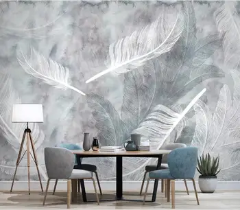 

Custom Photo Wallpaper Modern 3D Watercolor Hand-painted Feathers Murals Wall Papers Living Room Bedroom Papel De Parede Decor