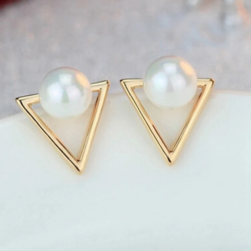 

Korean Fashion Personality Retro Earrings Triangle Pearl Geometric Women's Earrings Bohemia Earrings Jewelry