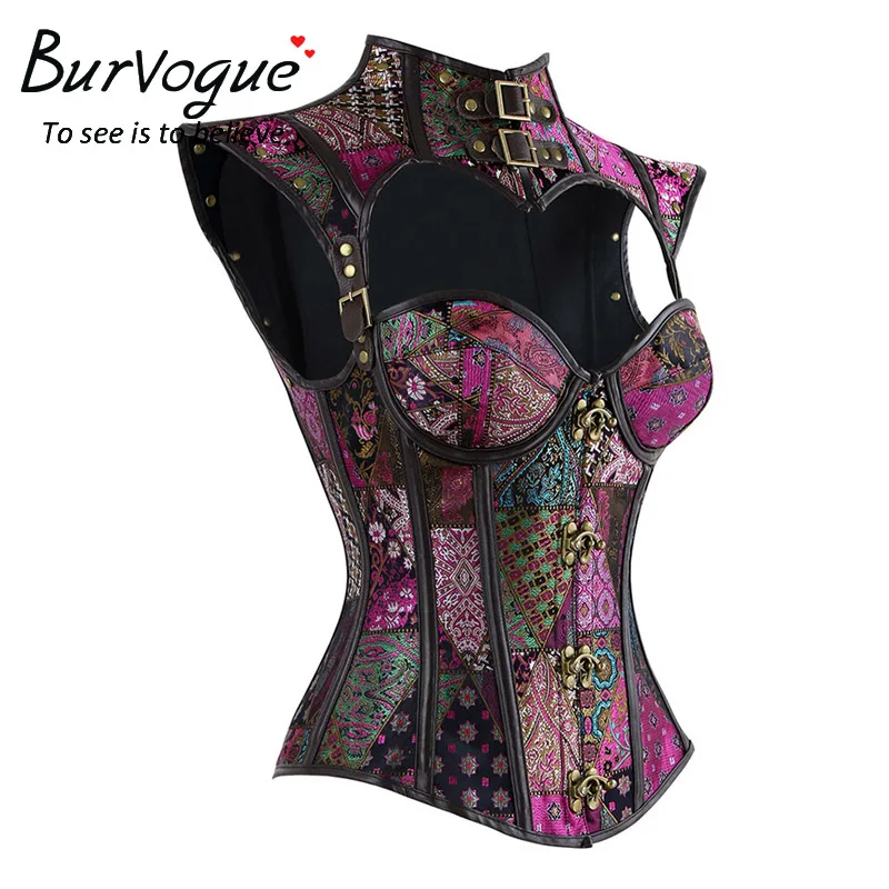 Gothic Corsets Bustiers Vintage Bandage Print Corselet