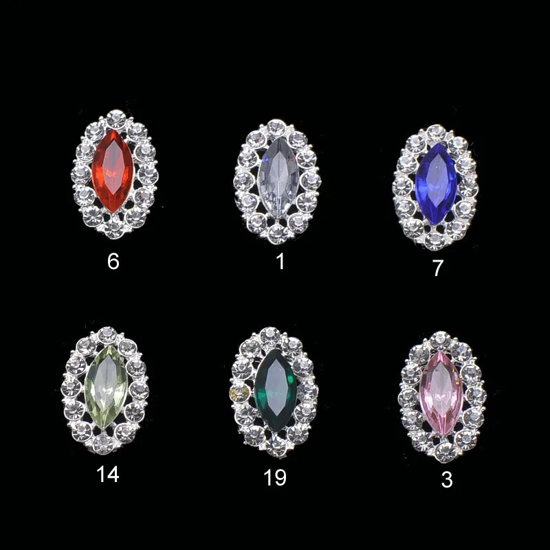 

(S0072) 10pcs/lot,15mmX23mm rhinestone embellishment ,flat back ,silver plating,acrylic beads in middle