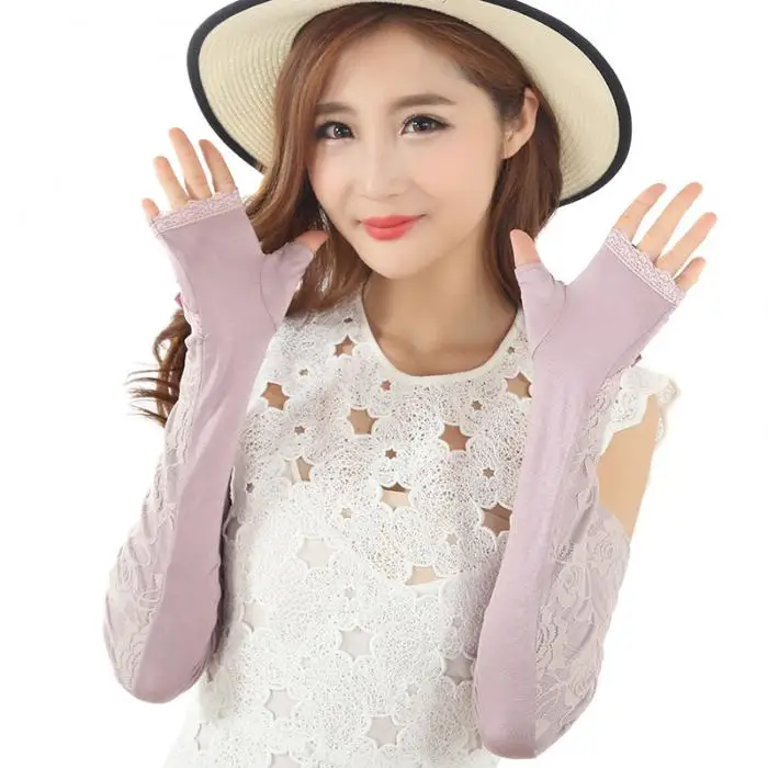 Newly 1 Pair Women Lace Arm Sleeves UV Protection Cooling Warmer Protective Gloves for Golf Cycling BFE88