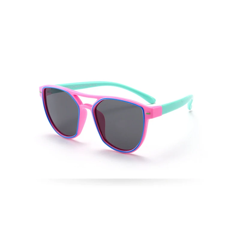Psacss/Новые Модные поляризованные солнцезащитные очки для детей, девочек и мальчиков, винтажные брендовые силиконовые солнцезащитные очки с круглой оправой для детей, Gafas Infantil - Цвет линз: ATBK8172-3