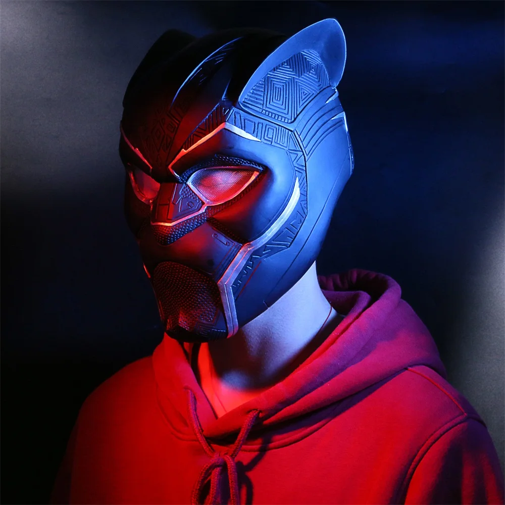 2018 Movie Avengers Infinity War Black Panther Helmet Cosplay Superhero LED Mask Halloween Matte Mask (5)