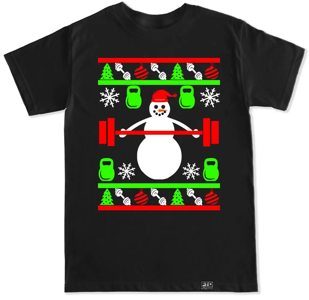 SNOWMAN UGLY CHRISTMAS SWEATER FUNNY GYMer WORKOUT HUMOR FIT FITNESS
