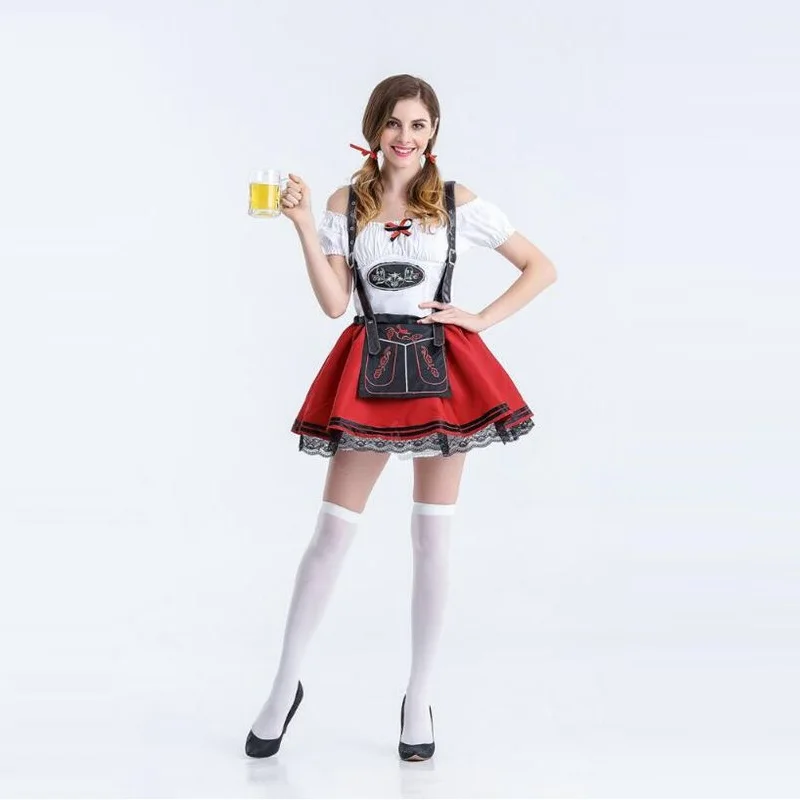 Стиль m-xl размер женский Bavarian девушка пиво oktoberfest косплей для девушки костюм фэнтези Хэллоуин костюм рубашка и юбка