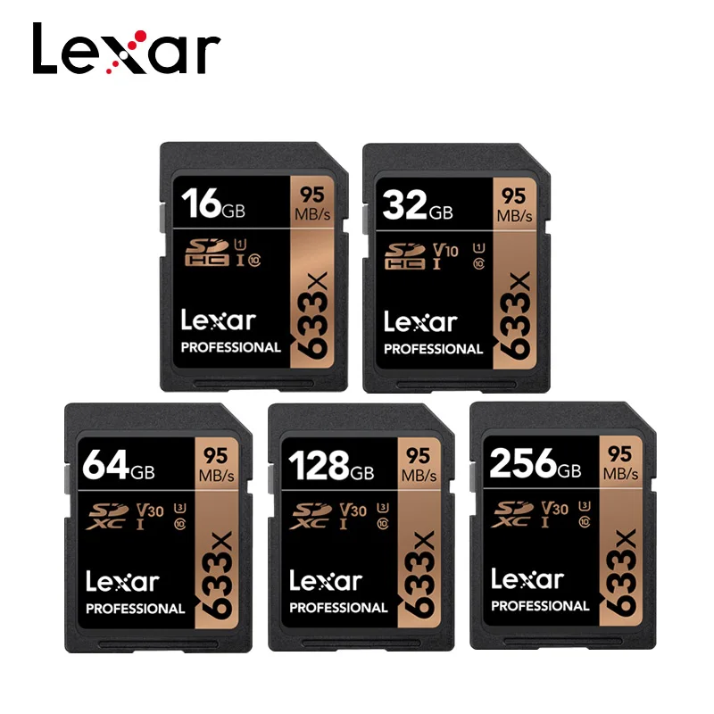 Высокая Скорость Lexar 32 Гб 64 ГБ 512 Гб класс 10 SD карта SDHC/SDXC карты памяти SD карты 128 ГБ 256 512G 95 МБ/с. для зеркальной однообъективной камеры/HD Камера