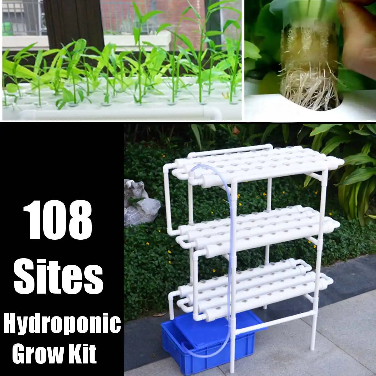 Hydroponic Grow Kit Pflanze Gemüse Kräuter Hydrokultur System 1-Layer 36 Löcher 