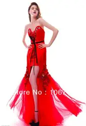 Бесплатная доставка 2016 новая мода vestidos хрустальные Формальные особых поводов сексуальные красный щелевая стиль для торжеств и вечеринок