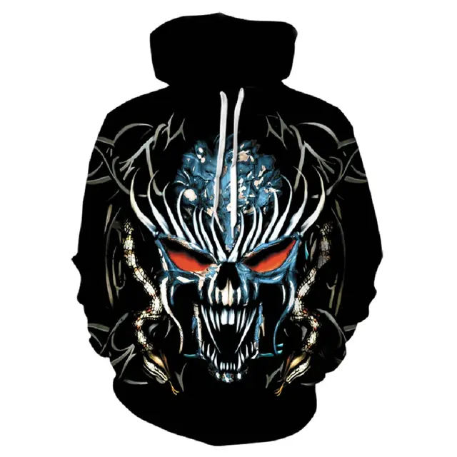 Skulls Hoodies Men/women 3d Sweatshirts With Hat Print Big blue Skulls