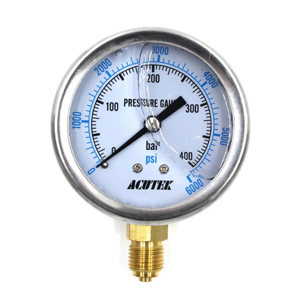 

PCP Airforce Paintball Airsoft High Pressure Oil Filled 1/4BSPP Gauge 40Bar/400Bar 63mm 2.5 inches G1/4 Copper Bottom Connection
