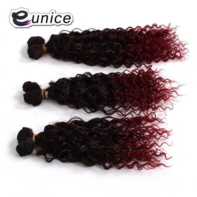 Ombre Jerry Curly Synthetic Hair Weave Bundles Colored Sew in hair Extensions  (19)