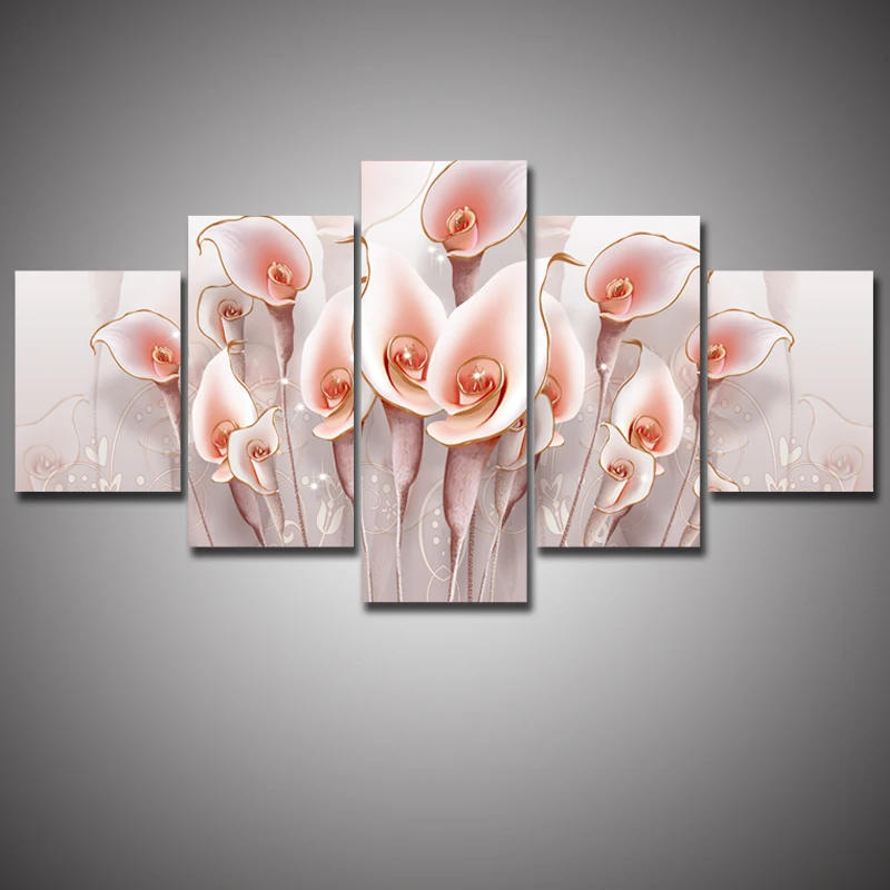

5PCS Multi-picture Full Square 5D DIY Diamond Painting Calla Lily flower Picture Diamond Embroidery Cross Stitch Mosaic Stickers