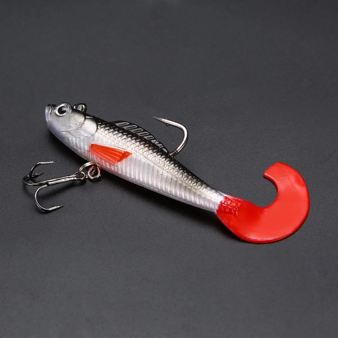 

2PCS 10cm/9.3g Lead Head Soft Fishing Lures Soft Red Tail Minnow Artificial Hooks Baits Crankbait Fish Bait Fishing Tackle