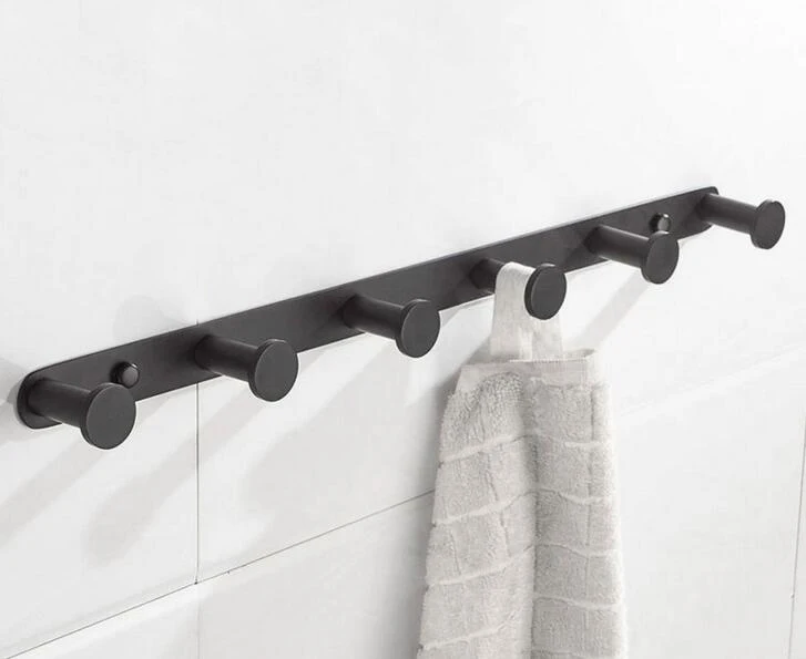 bathroom stainless steel Black Robe Hook Wall Mounted 3/4/5/6 Holder