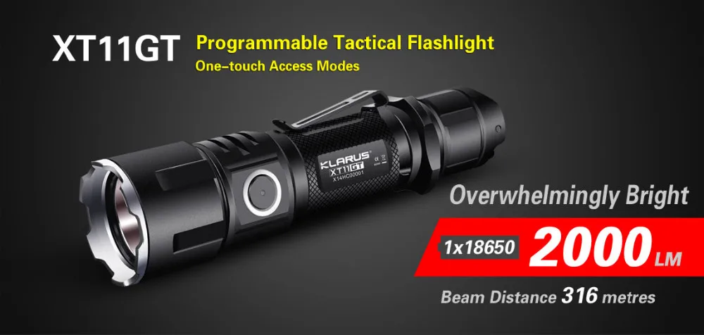 Кларус XT11GT тактический светодиодный фонарик 2000LM CREE XHP35 фонарь, заряжающаяся от usb-дисплея подставка+ 2600 мА/ч, 18650 Батарея для Охотничьи товары из Китая, оборудование