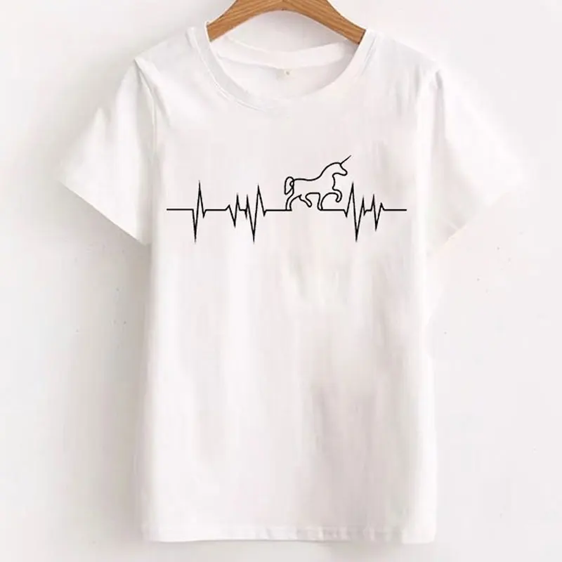 

Women T-shirt Casual Tees Top Animal Print Female Tshirts Vogue Summer Harajuku Vintage Streetwear Aesthetic 100% Cotton Unicorn