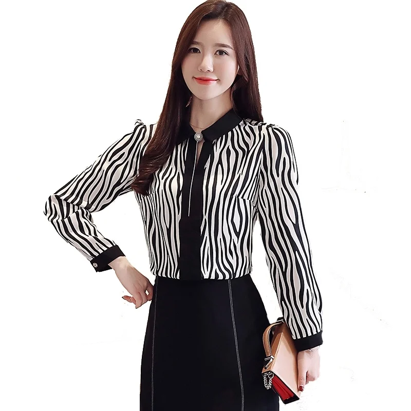 

Fashion Woman Blouses 2019 Women's Shirt Striped Chiffon Shirt Long Sleeve Lapel Top Blusas Plus Size Womens Clothing