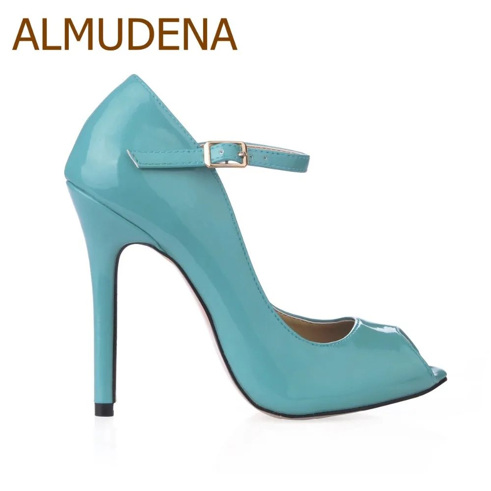 ALMUDENA Ladies Fantastic Turquoise Patent Leather Dress ALMUDENA Ladies Fantastic Turquoise Patent Leather Dress