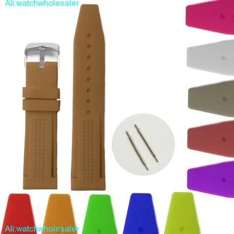 22mm Coffee Brown Silicone Jelly Rubber Ladies Men Watch Band Straps WB1075M22JB