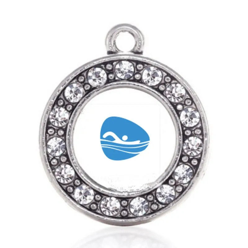 

swimming CHARM antique silver plated jewelry