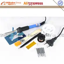 60 Вт 220 В ЕС Электрический Регулируемый Температура Сварочные припоя паяльник сварки инструмента с 5 шт. паяльников олово провода