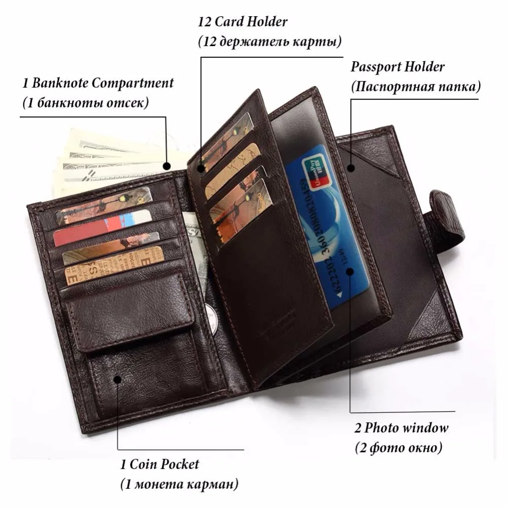 KAVIS Genuine Leather Wallet Men Passport Holder Coin Purse Magic Walet PORTFOLIO MAN Portomonee Mini Vallet Passport Cover KAVIS Genuine Leather Wallet Men Passport Holder Coin Purse Magic Walet PORTFOLIO MAN Portomonee Mini Vallet Passport Cover