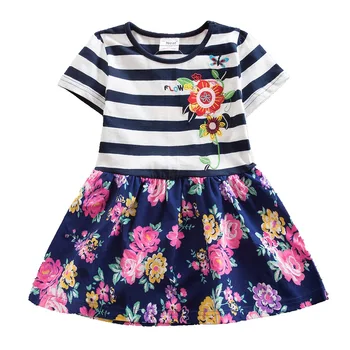 

Girls dress flower cotton embroidered short-sleeved dress 2~8 years old children wearing a round neck A-line short-sleeved dress