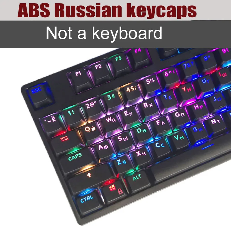 104 ключ PBT русские ключи колпачок s DIY Замена клавиш подсветки DIY Замена для Cherry MX механическая клавиатура колпачок переключатели - Цвет: ABS Russian black