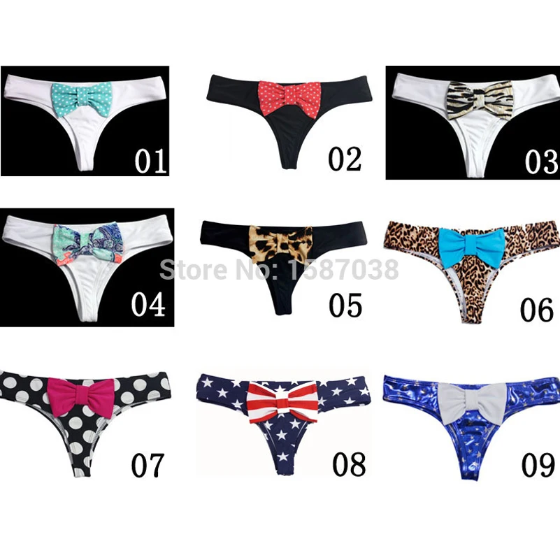 Hot Sexy Womens Brazilian Swimwear T Back Thongs Sexy Bikini Floral Bow Floral Bottom Ladies Bathing