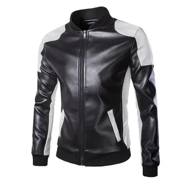 

New Motorcycle Jackets Men Vintage Retro PU Leather Jacket Punk Windproof Biker Classical Stand Collar Slim Moto Jacket