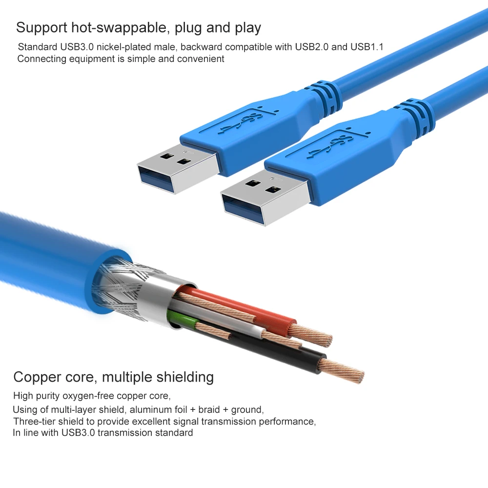 USB 3,0 кабель-удлинитель Супер Скоростной тип А Папа-папа для Ноутбука Охладитель жесткий диск Автомобильный MP3 веб-камера цифровая камера