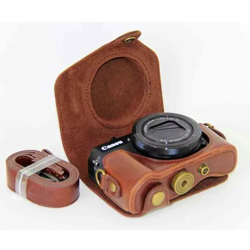Кожаный чехол для камеры чехол для Canon G 7X G7x mark II крышка для камеры+ ремешок