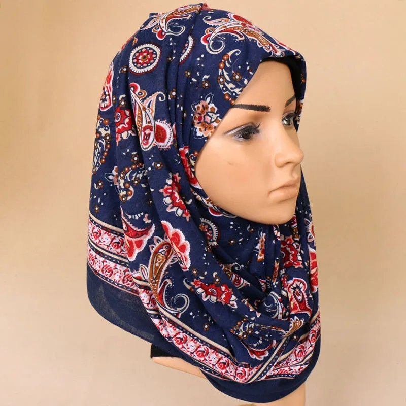 Laven Printed cashew hijab jersey Elastic scarf summer floral scarves