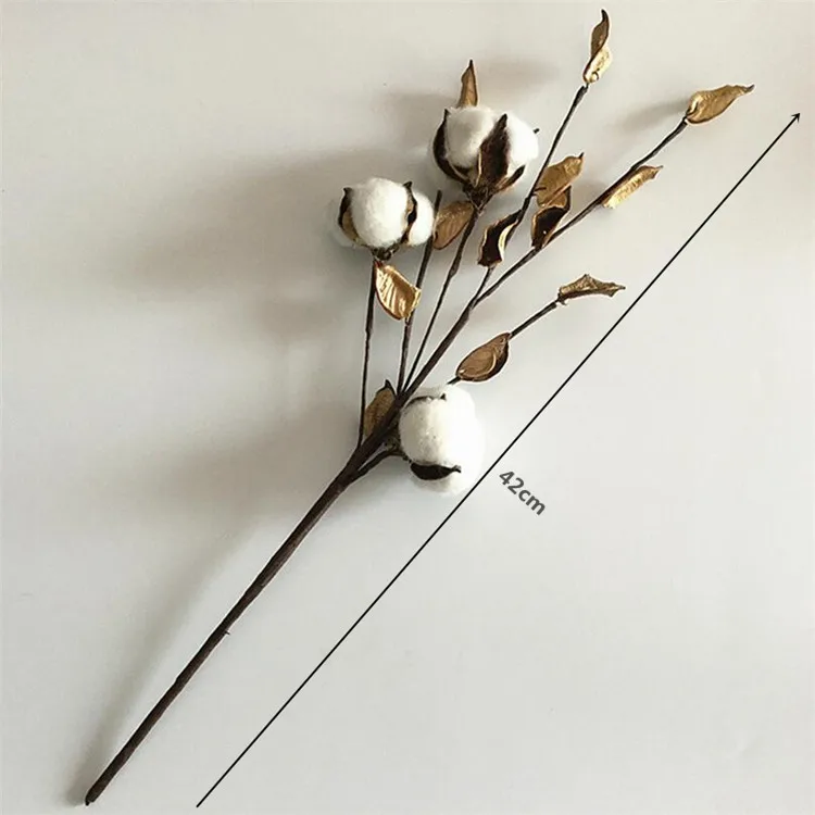Flone Dried Flower Cotton Branch Bouquet Cotton Long Branch Simulation Cotton Tree Branch Home Wedding Decor Artificial Flowers (9)