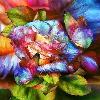 

New Diamond Mosaic Cross Stitch Kits "Abstract Colorful Flower&Butterfly" Diamond Embroidery Full Diamond Painting Home Decor GT