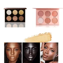 Палитра теней для век, 6 цветов, яркое мерцание, хайлайтер, макияж, пудра, контур, румяна, макияж, палитра, косметические тени для век, палитра