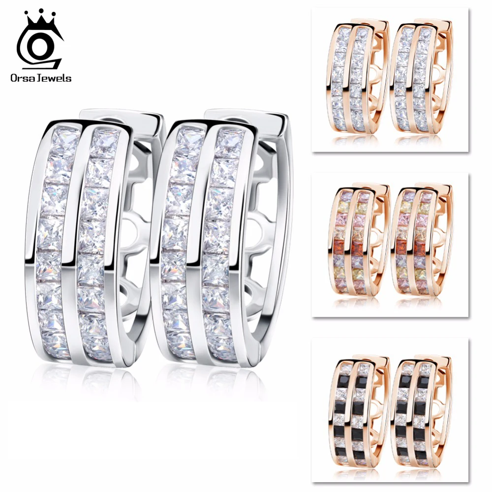 ORSA JEWELS Luxury Hoop Earrings For Women Paved Setting 18 pieces AAA Cubic Zircon Trendy Earring Female Jewelry Gift OME21 цена ORSA JEWELS Luxury Hoop Earrings For Women Paved Setting 18 pieces AAA Cubic Zircon Trendy Earring Female Jewelry Gift OME21 цены онлайн