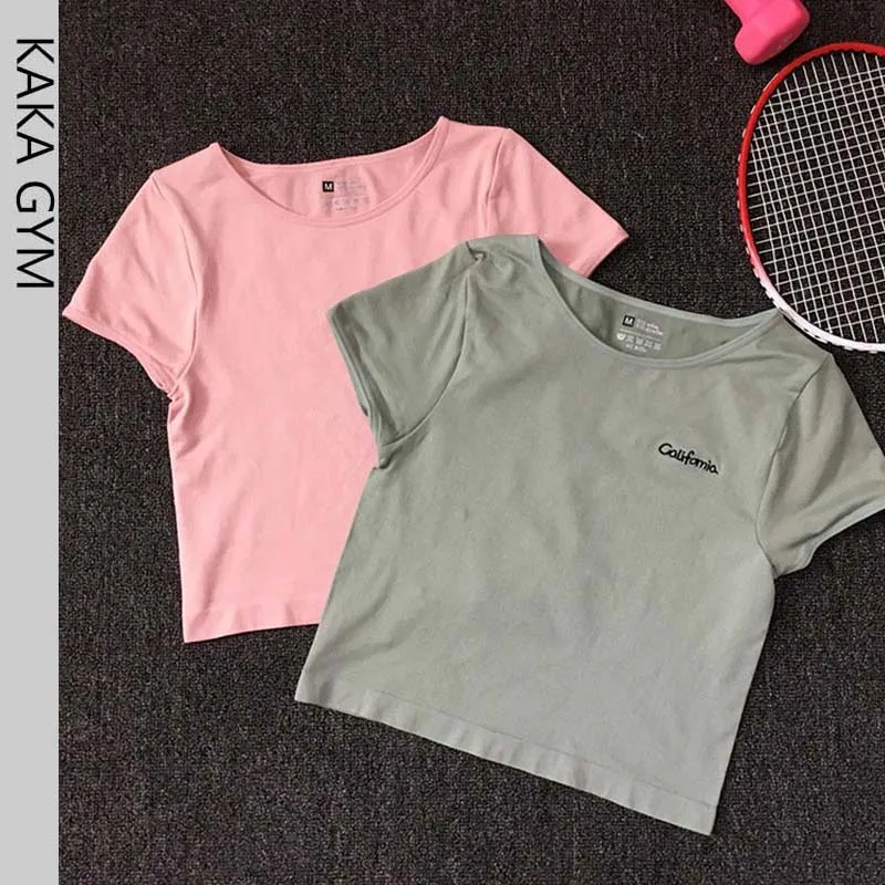 

Women Yoga T-Shirt Sexy Corp top Sport T Shirts Quick Drying Fitness T-shirt Women Top Sports Gym Clothes