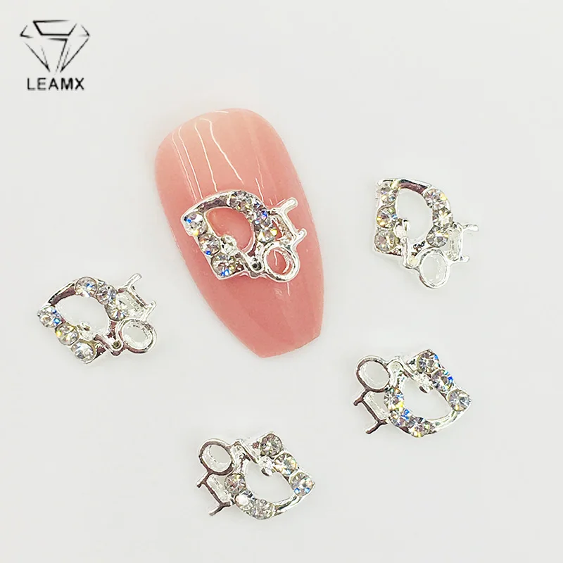

LEAMX 10 PCS/bag Nails Charms Rhinestone Letter "I DO" Nails Art Decorations 3D Silver Metal Nail Jewelry Accessories Gifts L508