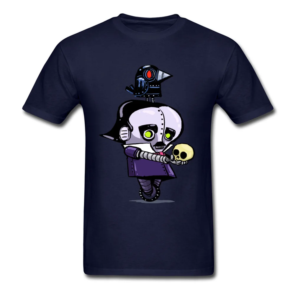 

Lasting Charm Sports T-shirt Geek T Shirt Men Blue Tshirts Edgar Allan Poe Robot Raven Nevermore Gift Tops Tees Sports T-shirt