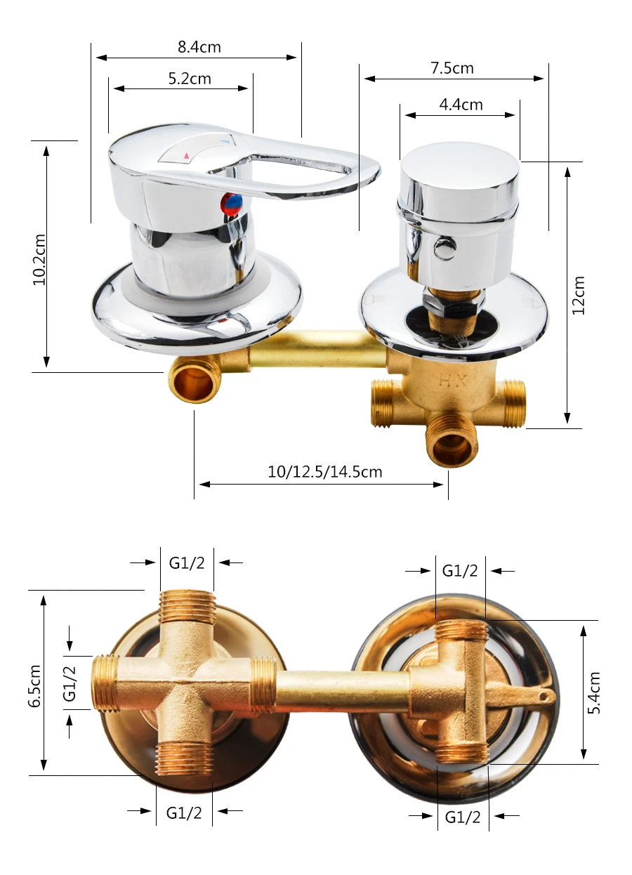 Смеситель для душа латунный с резьбой, 2/3/4/5 вариантов, 10/12,5/14,5 ...