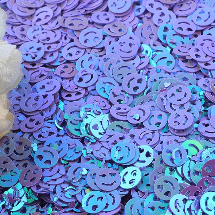 10 г 10 мм свободные блестки для рукоделия сердце смайлик Lentejuelas DIY Дизайн ногтей Конфетти Украшения Позолоченные Блестки Швейные Блестки - Цвет: light purple