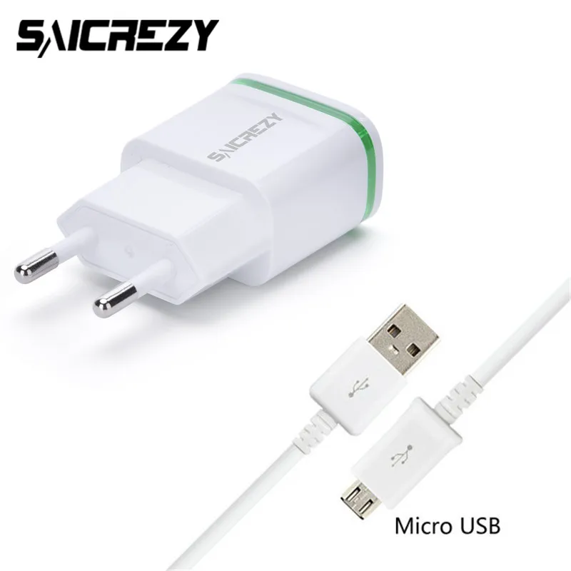 

5V 2.1A EU Plug 2Ports USB Wall Travel Charger+ Micro USB Cable for Sony Xperia E3 C3 T3 E4 C4 E5 C5 LG G Flex 2 G4 Note F60 F70