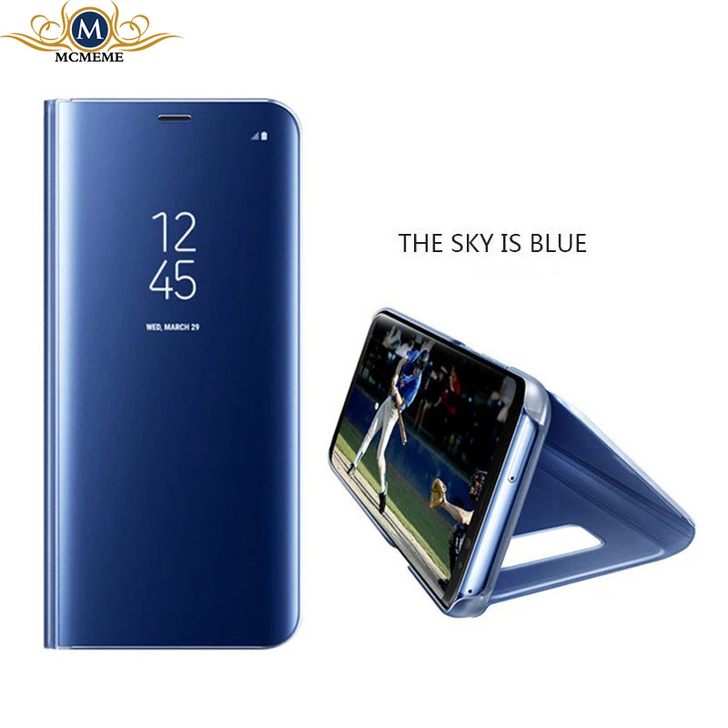 Luxury Clear Mirror Flip Cover Case for Samsung Galaxy s8 S8 Plus s6 S7 edge Note 8 Smart View Stand Leather Phone Cases Fundas |